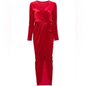 Torrid womens red Velvet High Slit Sexy semi bodycon maxi Dress plus 18 no flaws